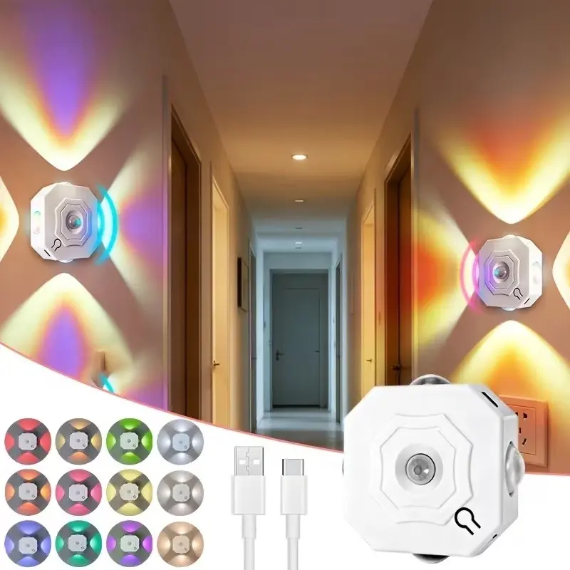 Smart Motion Sensor Night Light, Rechargeable Magnetic Wall Lamp, 3 Smart Control Modes, Ideal for Bedroom, Hallway, Staircase, Living Room