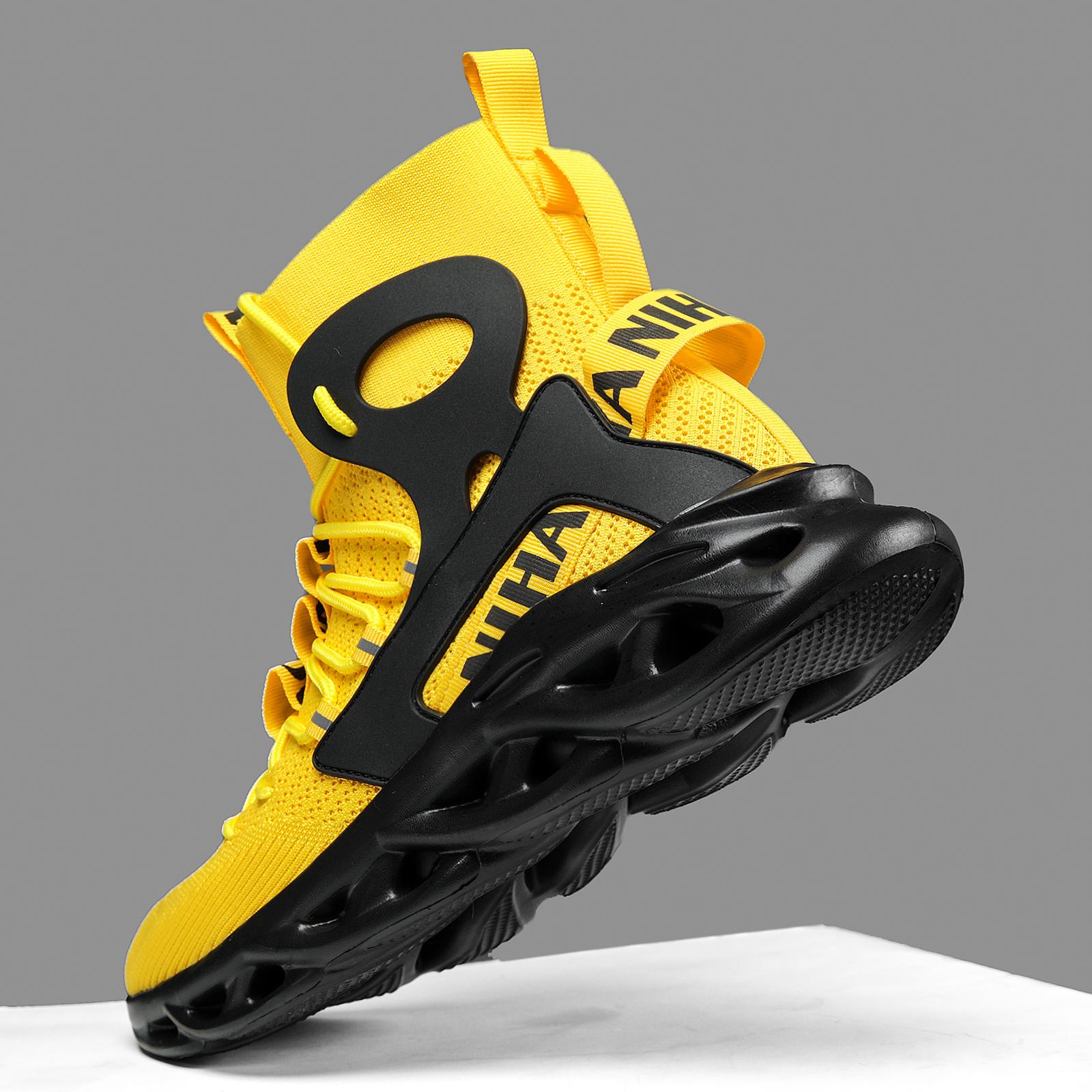 Men's Top Shock Absorption Type Shoes, Breathable Lace Up Non-Shoes Jogging Walking