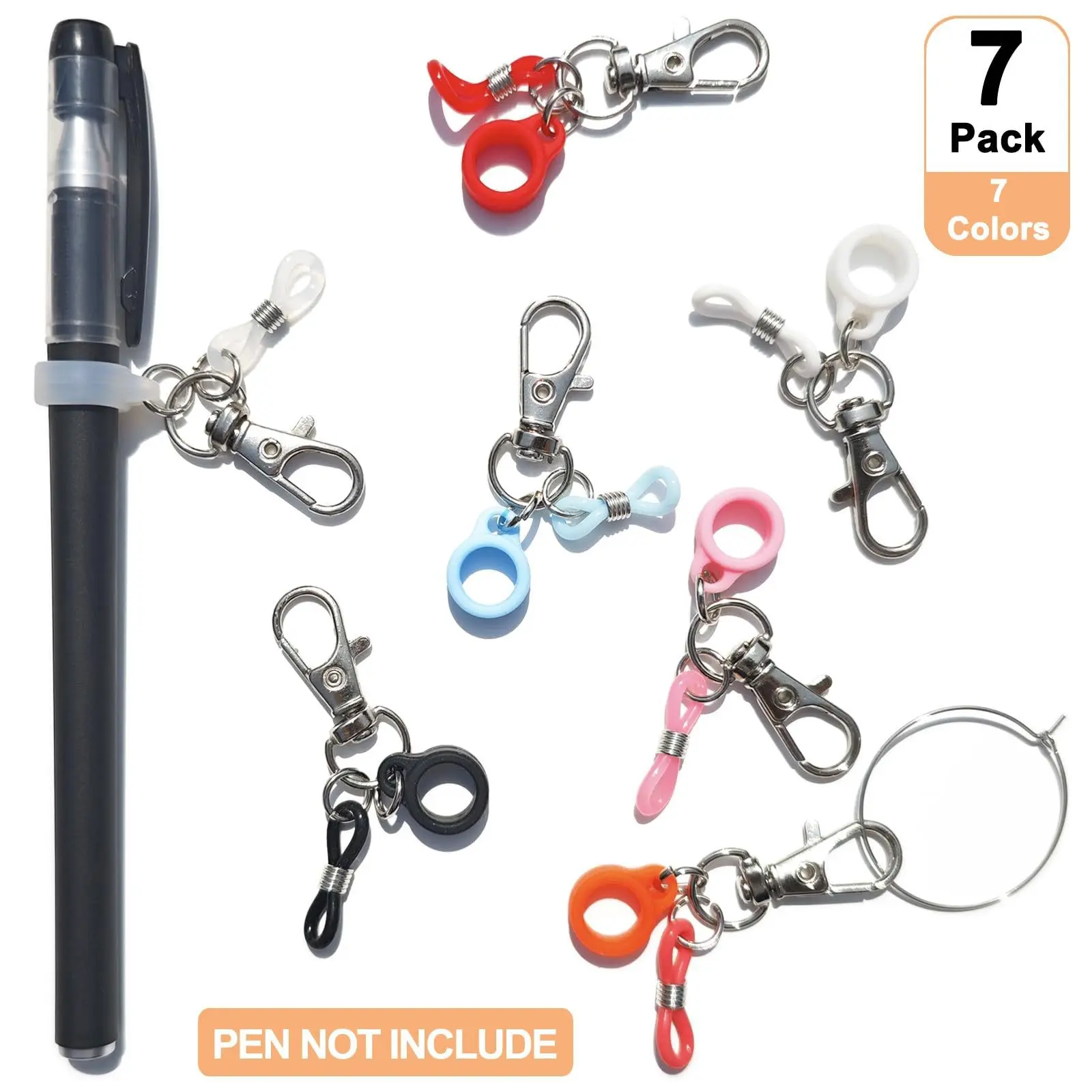 7 Piece Set Colorful Pen Clips, Silicone Pen Holder Clips with Lobster Clasp, Nurse Supplies, Durable and Practical Design, Office Accessories, Office Desk Accessories