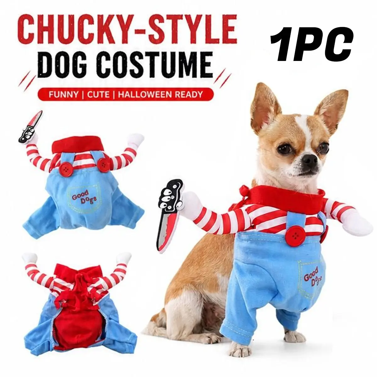 Halloween Pet Costume for Small Dogs and Cats, Funny Cosplay Party Dress, Creative Knife Pet, Fun Prank Photo Wear, Puppy Costume