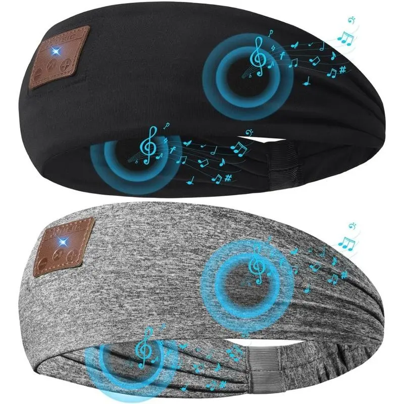 2-Pack Sleeping Headphones Bluetooth 5.4, Headband Headphones With Ultra-Thin Speakers, Bluetooth Headband For Sleepers, Running, Workout, Insomniac, Travel, Meditation(Black&Grey)