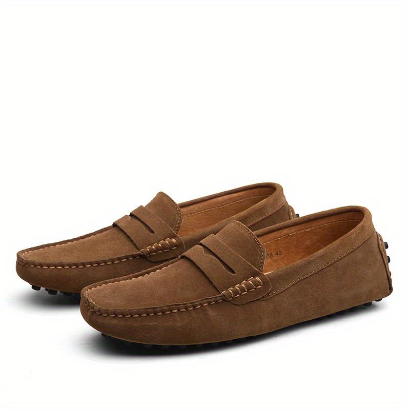 Comfy Men's Solid PU Leather Loafers, Casual Slip On Flat Shoes For Outdoor Footwear men's shoes