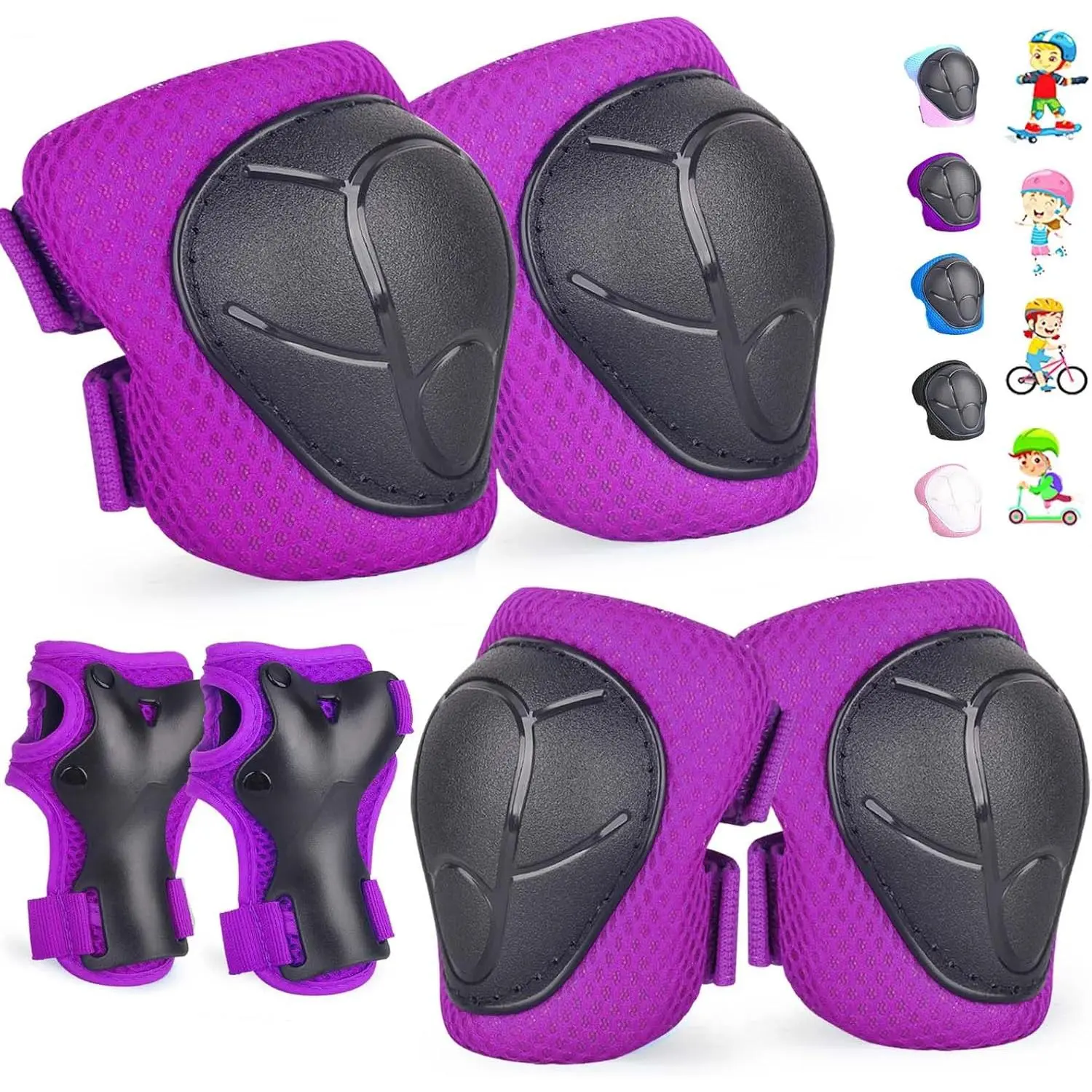 /Youth  Pads and Elbow Pads Set for  3-14  Boys Girls Protective Gear Set Adjustable  Pads, Elbow Pads, Wrist Guards Skateboard Skating Skiing Cycling Biking Running Scooter