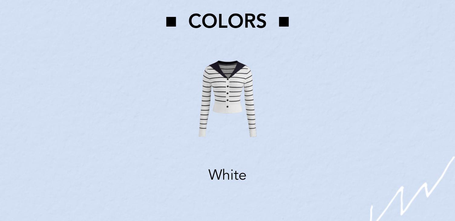 Cider [size 2-10] Knit Sailor Collar Striped Button Crop Long Sleeve Top