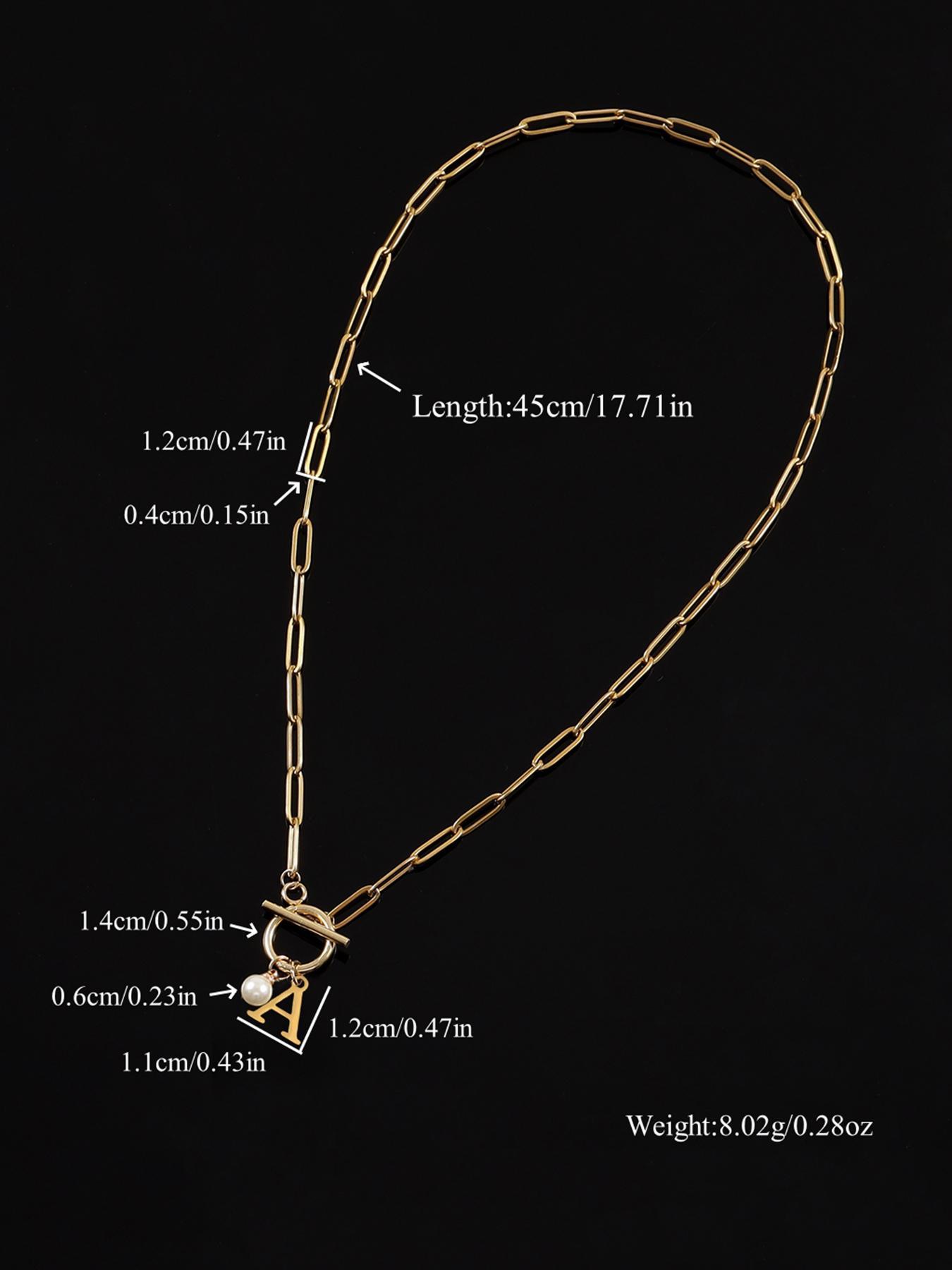 Women's Elegant Faux Pearl Decor OT Buckle Pendant Necklace, Exquisite Trendy Letter Charm Pendant Necklace, Fashion Vintage Jewelry for Party & Daily Decor, Necklace Initial