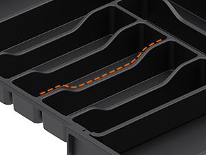 Utensil Organizer for Kitchen Drawer, Expandable Cooking Silverware Tray, Adjustable Cutlery Flatware Holder, Plastic Spatula Tools Storage Divider, 13-22.4 x 15", Black