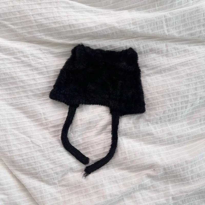 Cute Cat's Ears Women's Winter Fashion Warm Lace Up Hats,Wind Proof Ear Protection Suitable Daily Activities,walks and Shopping