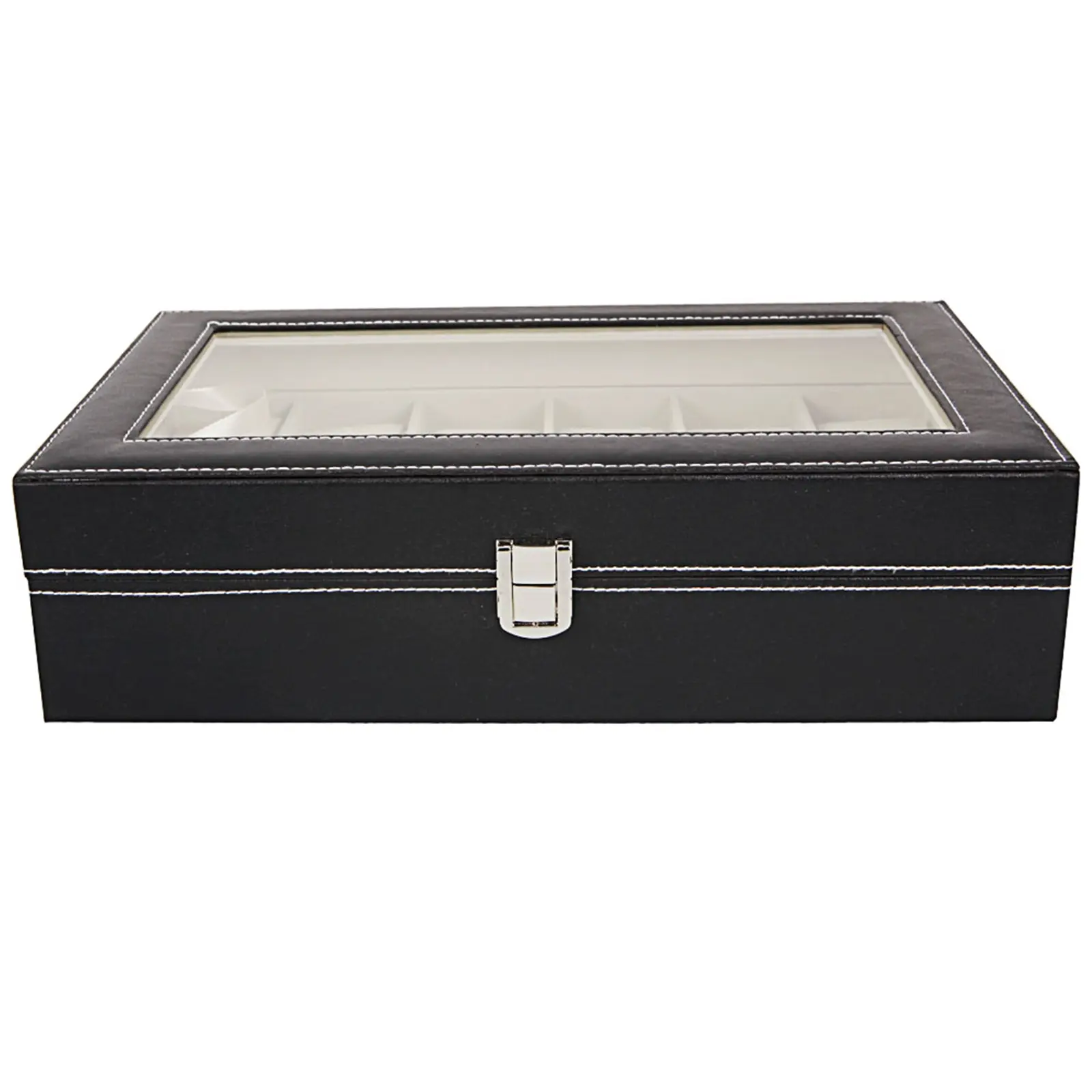 12 Compartments Top-level Opening Style Fraux Leather Watch Collection Box Black(USPS is not supported at the moment)