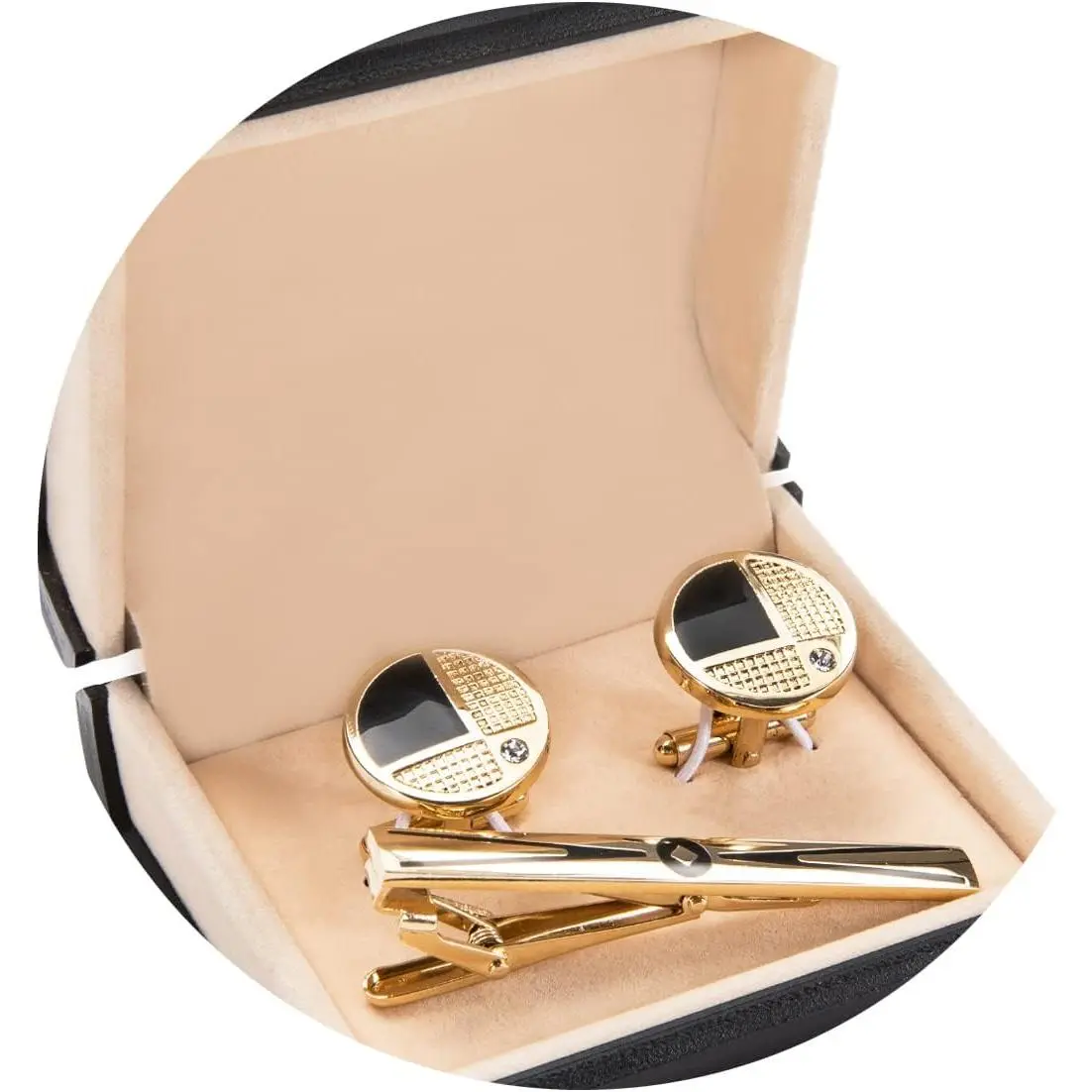 Women's Elegant Cufflinks Set - Cuff Buttons, Tie Clip, Necktie Pin - Stylish Christmas, Birthday, Anniversary, Emcee Wedding Gift Ideas for Dress Shirts, Male, Easy To Match Shirts, Personalized Initial Engraving, Smooth And Matte Surface Contrast, Weddi