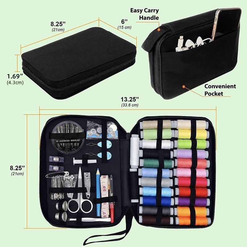 Portable Canvas Sewing Kit Set, Multi-Functional Needle Case with Storage Bag, Compact Travel Set, Quick Repair, Sewing Tool Box, Needle Crafts Kit