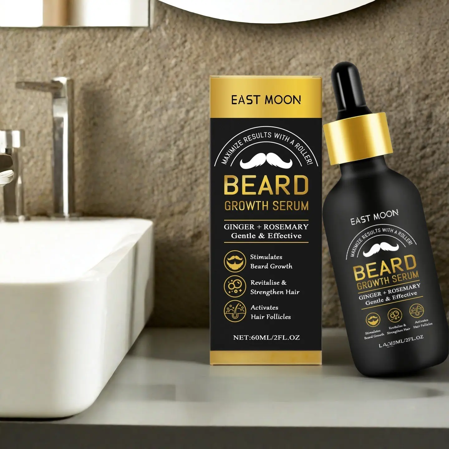 Men's Beard Care Oil, Natural Ingredients, Gentle Cleansing, Nourishing and Softening, Moisturizing Hair Oil, Beard Essential Oils, Haircare Essentials, Hair Growth Formula, Beard Growth Serum, Rosemary Beard Oil