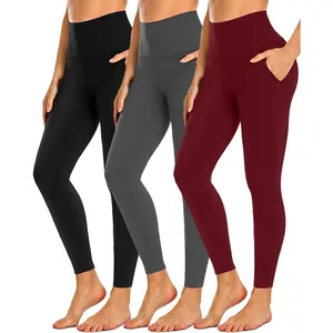 NEW YOUNG 3 Pack Leggings with Pockets for Women,High Waisted Tummy ntrol Workout Yoga Pants