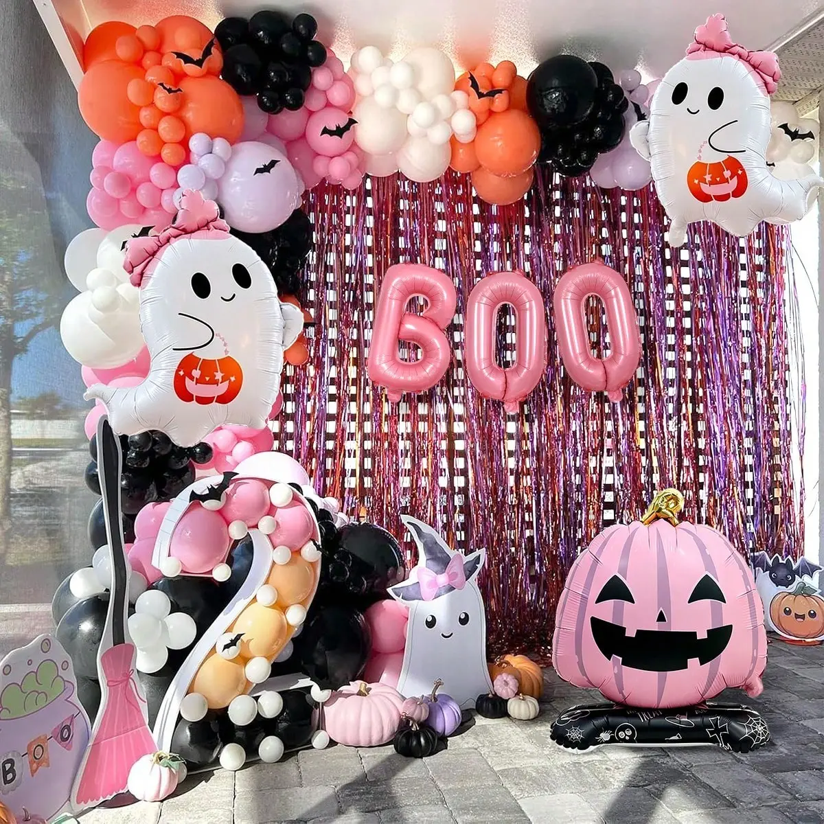 141pcs Halloween Balloon Arch Set, Multicolor Latex Balloons, Bow Ghost Pumpkin Letter Balloons, Party Decorations, Halloween Theme
