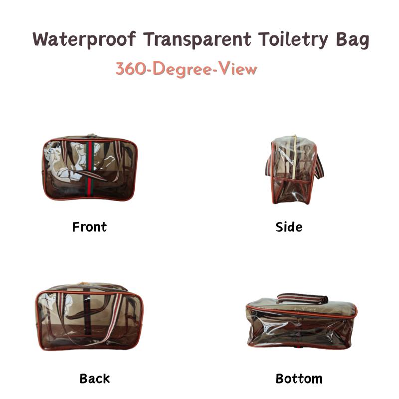 Vintage 2 Pack retro style cosmetic makeup toiletry bag transparent waterproof women large capacity handbag travel daily gym yoga beach storage bag multiple size