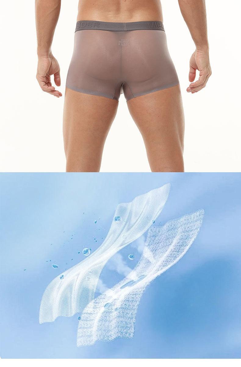 3-Pack Men's Cooling Mesh Trunks Ice Silk Sheer Seamless Underwear Lightweight Stretch
