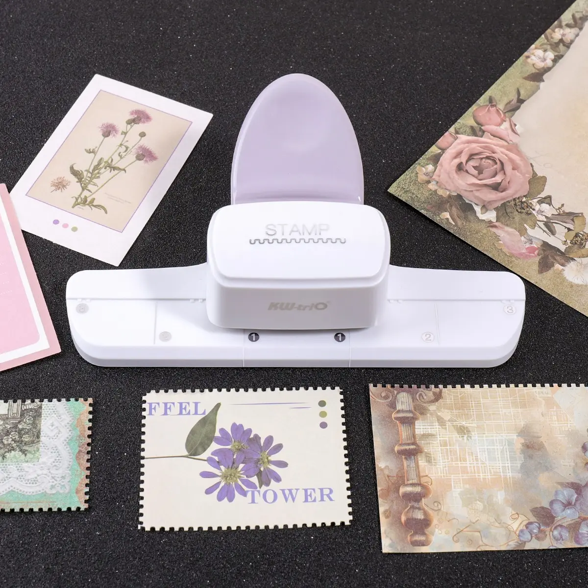 Postage Stamp Edge Paper Punch, Decorative Border Cutter with Alignment Guide, Portable Craft Punch for Scrapbooking, Card Making, Journaling, Photo Borders, DIY Paper Projects, Handmade Invitations and Creative Stationery