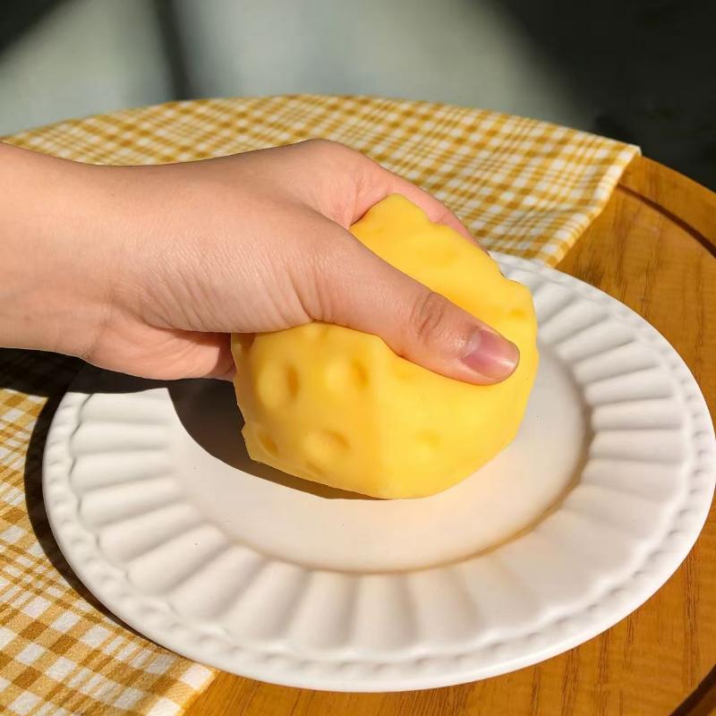 Soft Yellow Cheese Squishy 6cm Squishy Fidget Toy Stress Relief 2/4 Pack squeeze