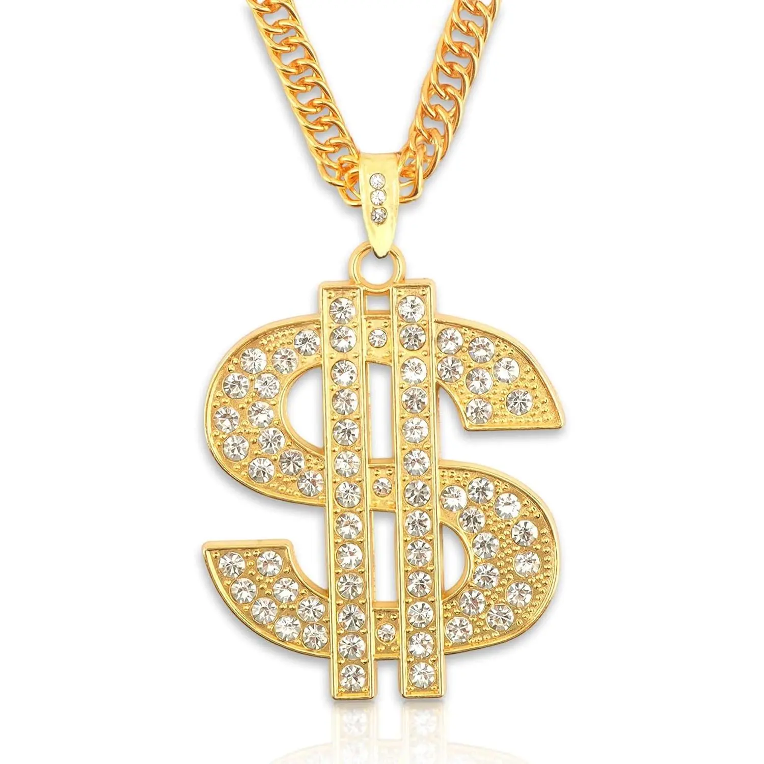 Chain Necklace Dollar Sign Chain  Dollar Sign Necklace  Hop   Chains For Men With Pendant, Long Big   Necklace Golden Pendant Necklaces 90s Rapper Chains 28inch