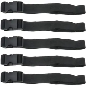 5 count Black Nylon  1" x " (3.9ft) Buckle  with Quick Releae Adjutable  with Buckle, Tie Down  for Backpacking, Outdoor Activitie