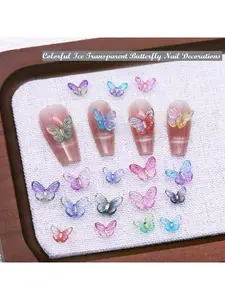 60 Pieces of Iridescent Holographic Resin Butterfly Ornaments - 3D Fairy Mermaid Nail Decorations, Suitable for DIY Nail Art, Weddings, Proms, Phone Cases, and Jewelry Crafts, Randomly Mixed Colors, with Iridescent Gradient Wings