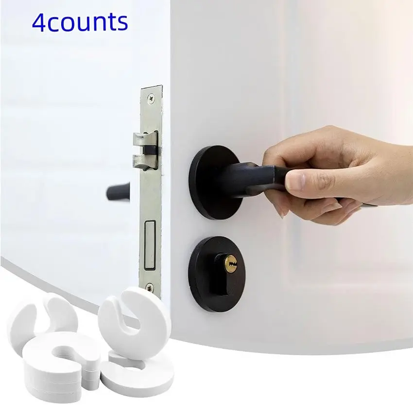 4-Piece Door Jam Protection Set, Soft Foam Door Stopper, Door Hardware, Prevent Finger Pinch Injuries, Baby & Pet Safety, Anti-Collision Bumper