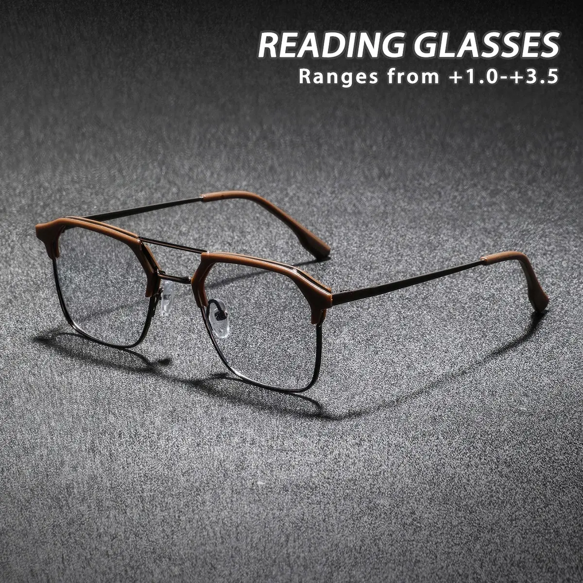 Men's Metal Square Half Frame Reading Glasses, Stylish Business Casual Design, Lightweight and Versatile, Fashionable Old Eyeglasses, Reading Eyewear