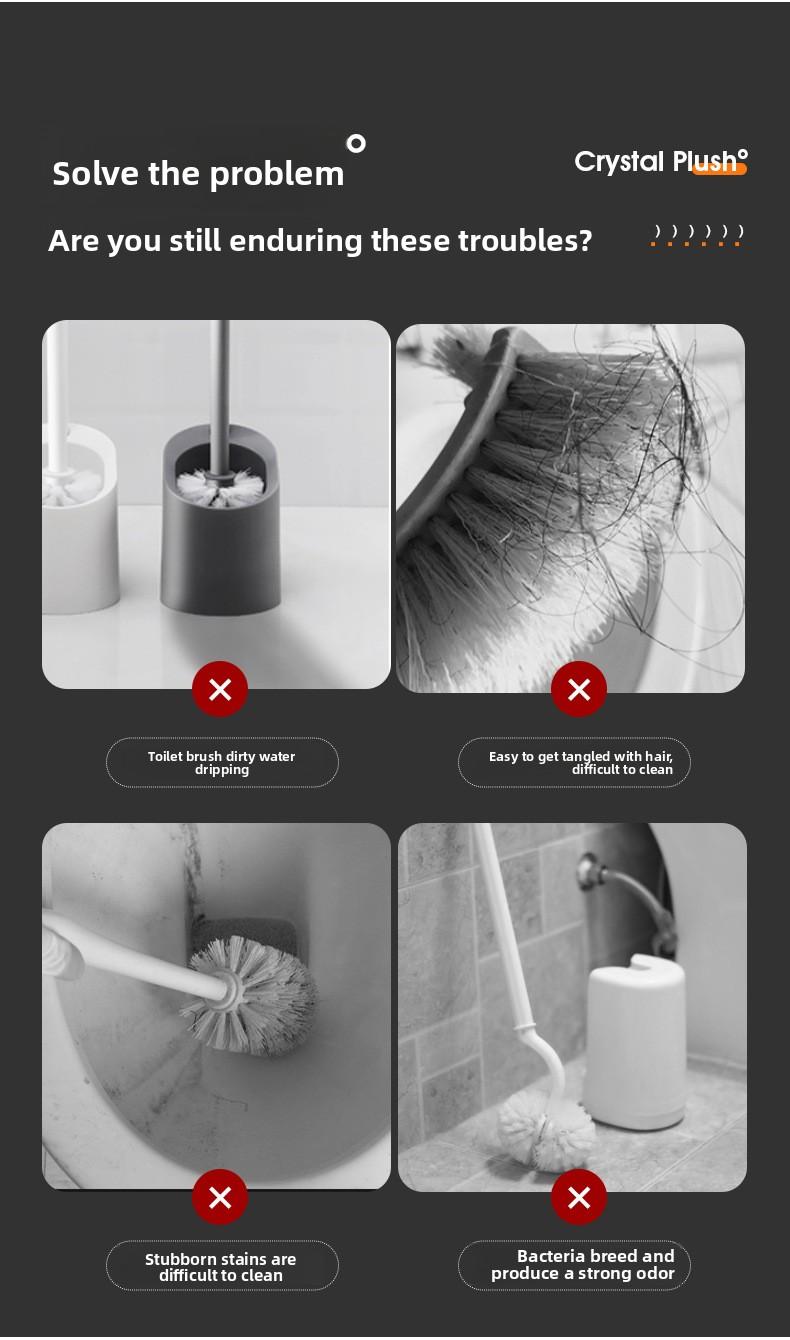 Disposable Toilet Brush with Holder, Deep Clean Toilet Scrubber with Replacement Heads, Quick Clean Toilet Brush for Bathroom, No Drilling