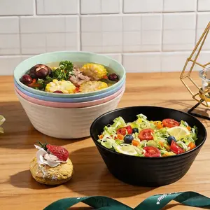 5pcs Large Thick Plastic Meal Bowls, Microwave Safe, Dishwasher Compatible, Ideal for Kitchen, Restaurant, Rice, Oatmeal, Soup, Noodle, Salad, Grain Bowls