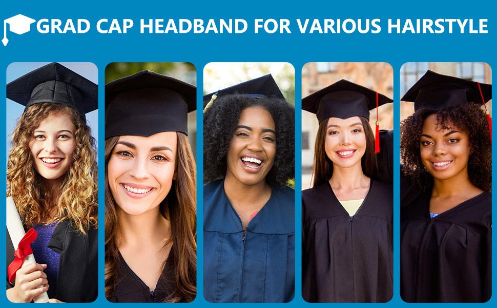 2 Pack Graduation Cap Headband Firm Anti-Fall Grad Headband Insertnb Secures Your Graduation Cap