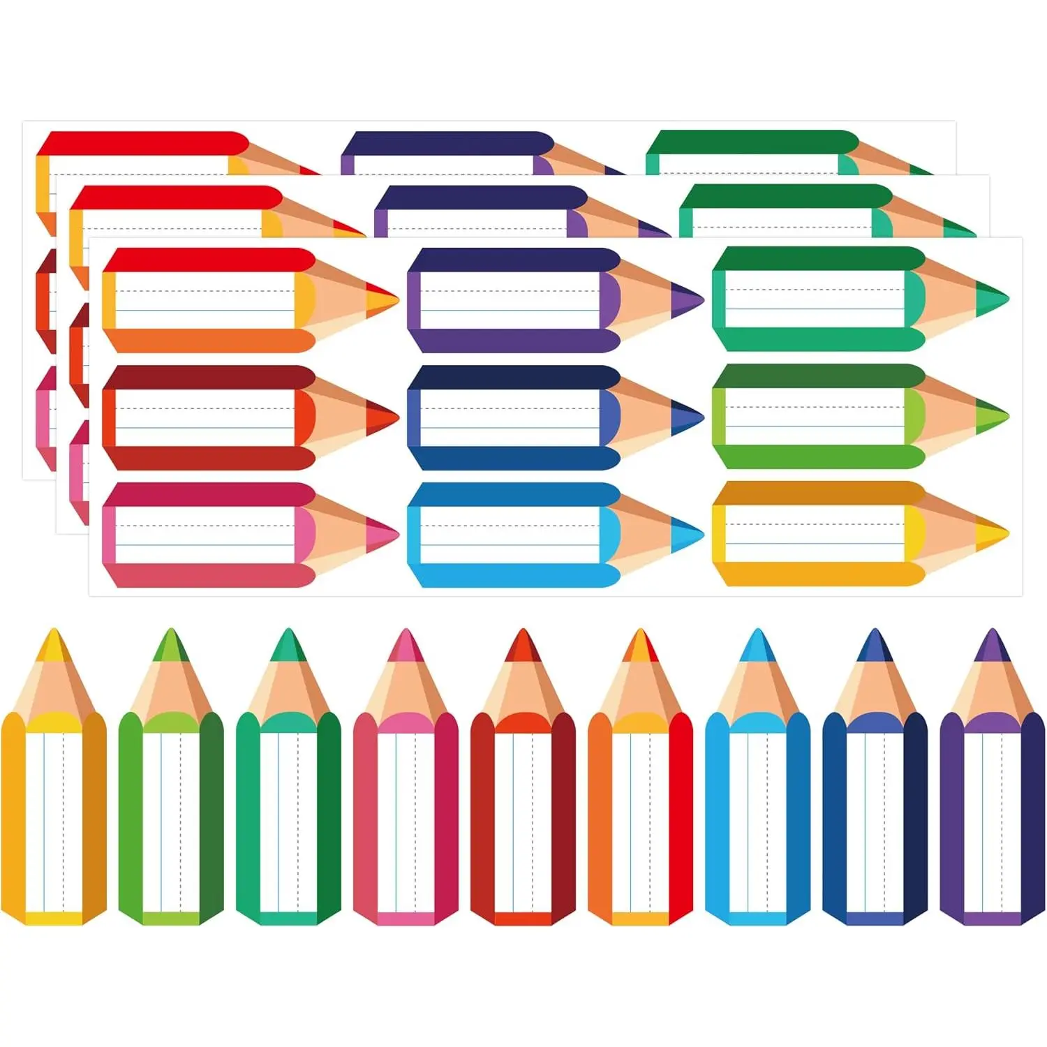 Self Adhesive Name Tag Stickers 270 count Colorful Student Nametags  Office Pencil Name Labels,3.6x1.2 Inch  to School Classroom  Name Label Stickers