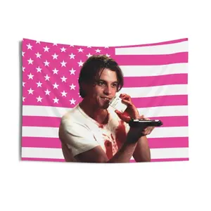 2D Flat, 1pc 2D Printed 2D Flat Billy Loomis Surprised, Sidney! Scene Flag, Billy Loomis Holding a Gun Indoor Wall Tapestry, Skeet Ulrich as Billy Loomis Pink Tapestry, 2D Flat