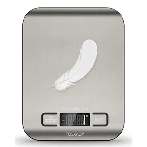 Food Scale 11lb Digital Kitchen Scale with 6 Units LCD Display and Tare Function, Compact Design for Baking Healthy Cooking Meal Prep 304 Stainless Steel