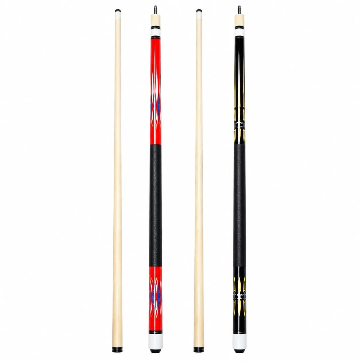 Pool Cue Sticks, 58 Inch Wood Shaft Cues, Two Piece, 13mm Leather Tips