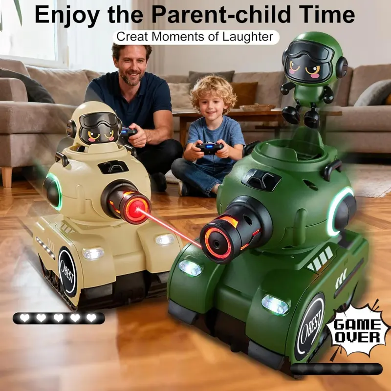 Remote Control Battle Tanks Set, 6-10 Years Old Boys Girls, Simulated Shooting Effect, Parent-Child Interaction, Interactive, Fun, Birthday Party Gift