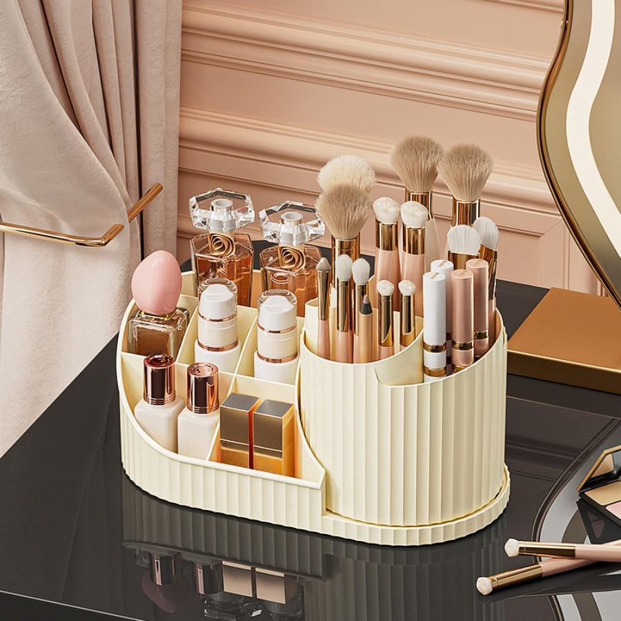 Rotating Makeup Brush Storage Box, Large Capacity Makeup Tool Storage Rack, Desktop Makeup Organizer for Bedroom Bathroom, Cosmetics Organizer Storage Rotating Makeup Brush Storage Box, Large Capacity Makeup Tool Storage Rack, Desktop Makeup Organizer for Bedroom Bathroom, Cosmetics Organizer Storage