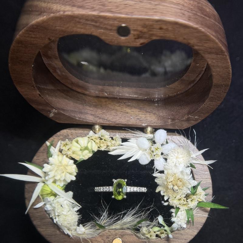 #68 E3  (August) 925 Sterling Silver Natural Gemstone Adjustable Ring Gifts for Women Peridot Aug.