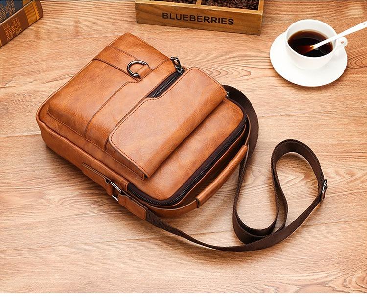 Men's Crossbody Bag, Portable Shoulder, Handheld, Casual Business, Holiday Gift, Large Capacity, Multi-compartment, with Handle and Adjustable Shoulder Strap