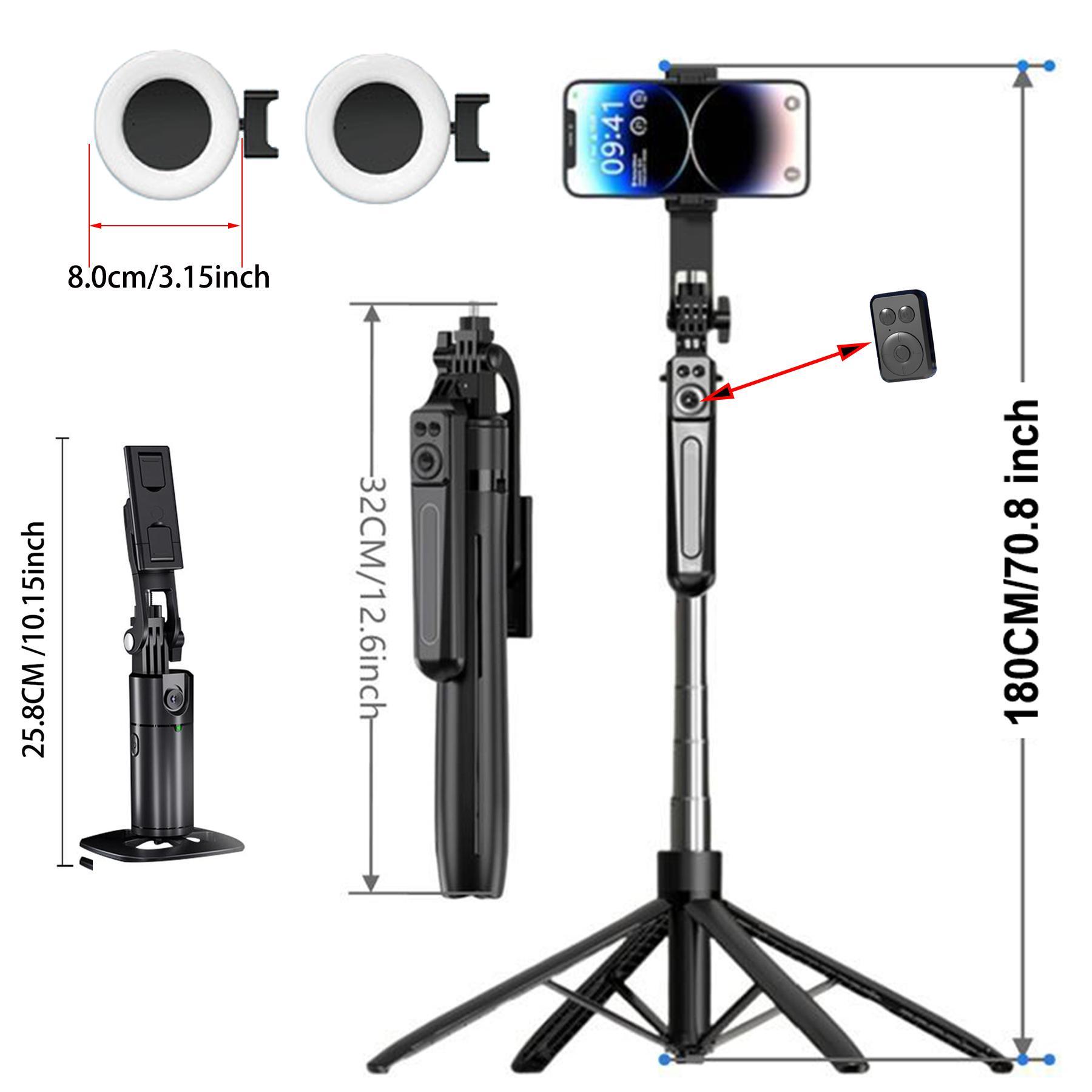 5 in 1 Face Tracking Gimbal with 70 Inch Tripod, Wireless Selfie Remote, Fill Light, 360 Degree Rotating Stabilizer for Video and Photography, Smartphone Vlogging Kit