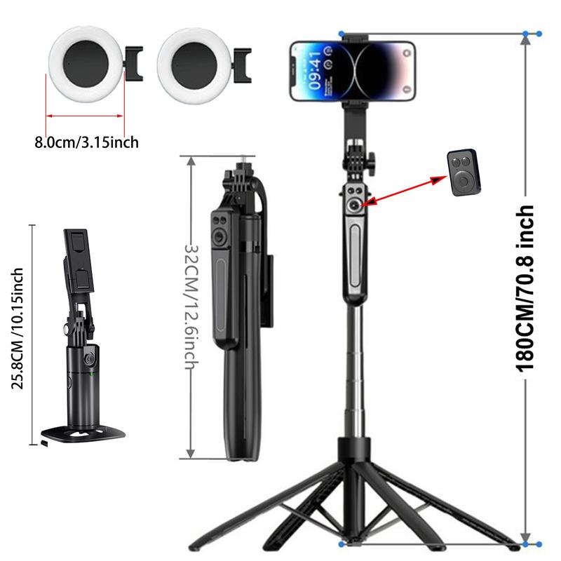 5 in 1 Face Tracking Gimbal with 70 Inch Tripod, Wireless Selfie Remote, Fill Light, 360 Degree Rotating Stabilizer for Video and Photography, Smartphone Vlogging Kit