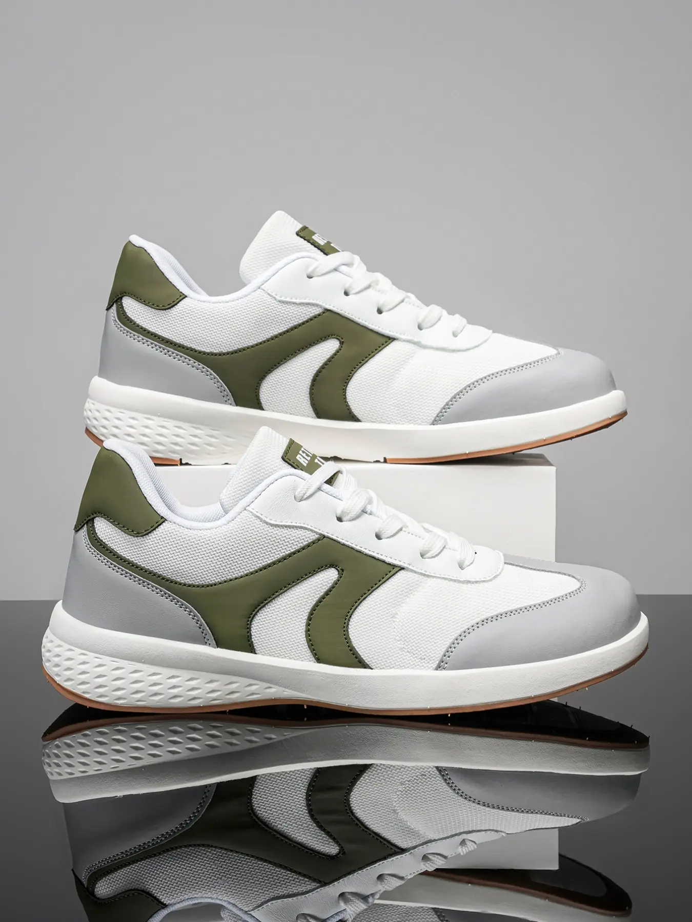 Men's Wide Fit Casual Lifestyle Old School Sneakers, Retro Style, Colorblock Design, Eva Sole, Low Top Trainers, Breathable Mesh, Perfect for Campus & Streetwear, Trendy Sneakers