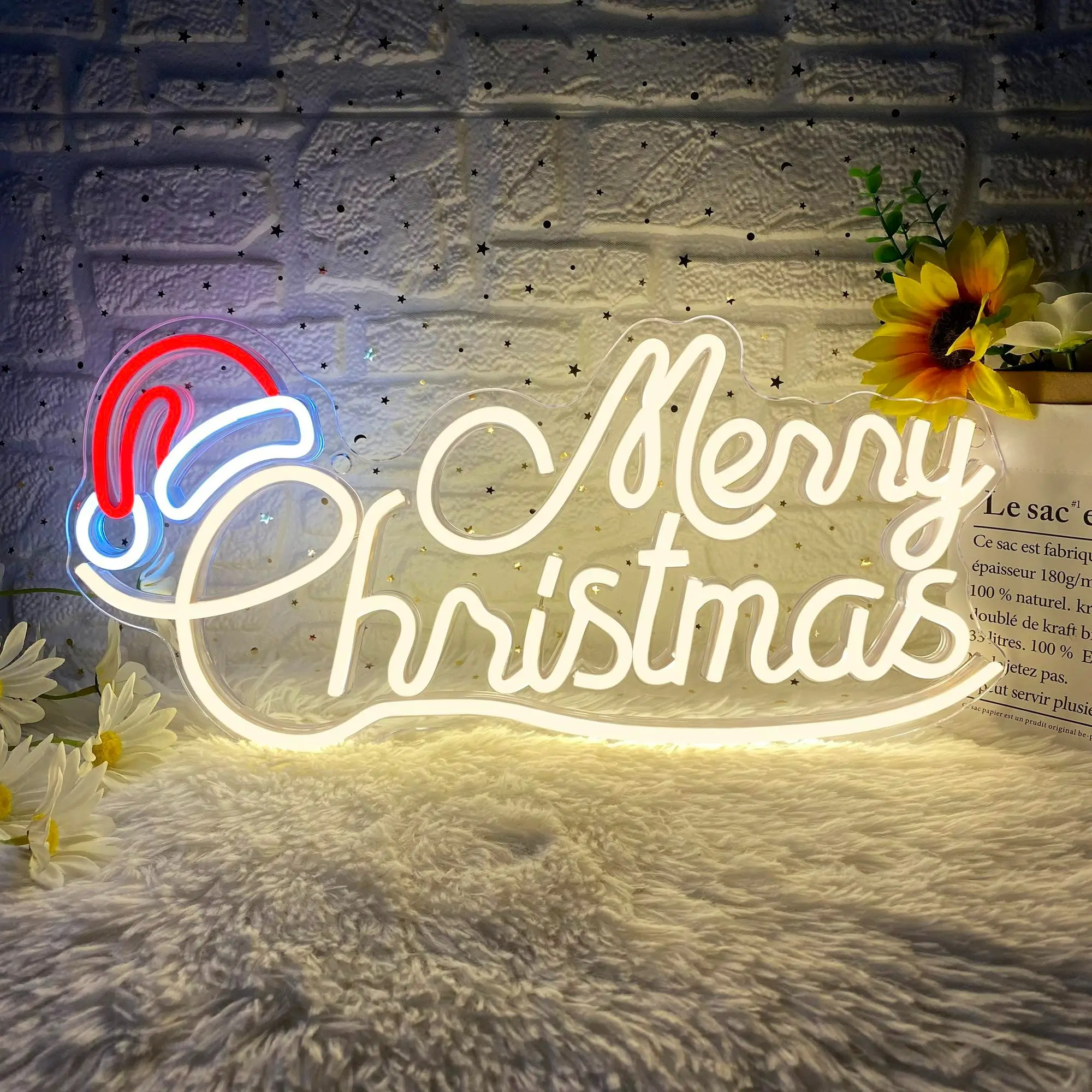Merry Christmas Neon Sign Christmas LED Signs Dimmable Neon Light Signs Wall Decor Christmas Light Up Sign for Xmas Party Neon Wall Signs Decor Gifts lead night