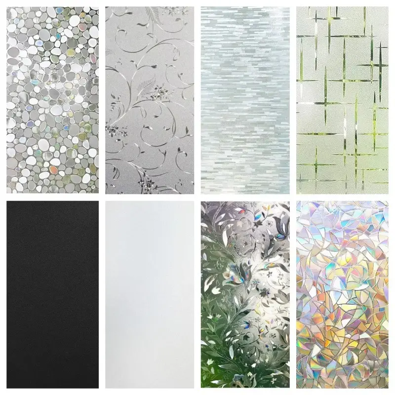 Window Privacy Film Rainbow 3D Decorative Glass Vinyl Stained Glass Decals Static Cling Window Sticker Non-Adhesive Films