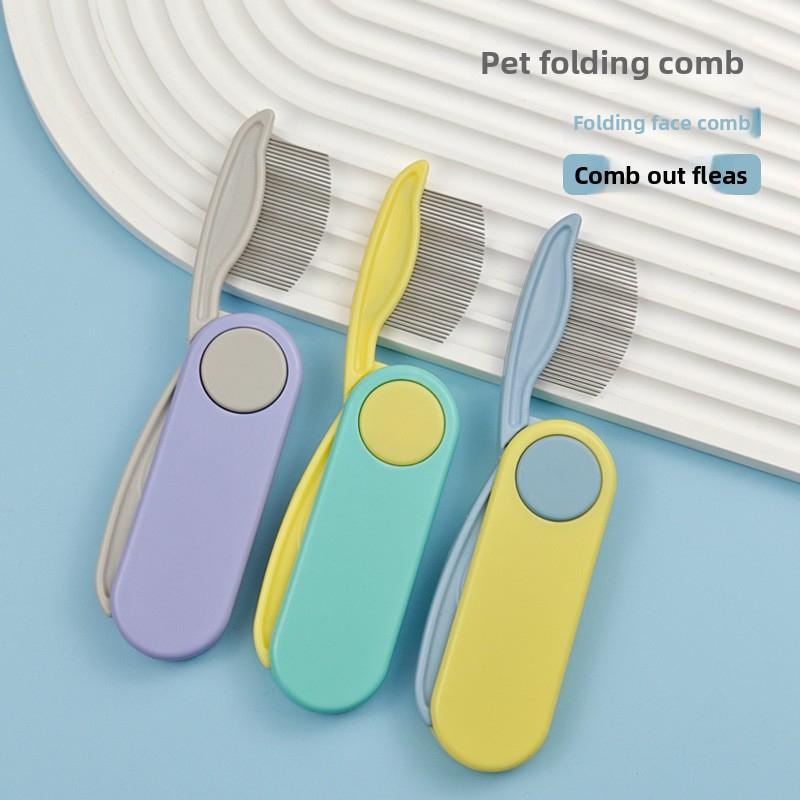 Pet Dog and Cat Flea Removal Folding Comb, Lice Removal Cleaning and Grooming Comb, Dense-Tooth Straight-Row Flea Comb head Portable Hair Roller shedding blade cow scratching brush bag