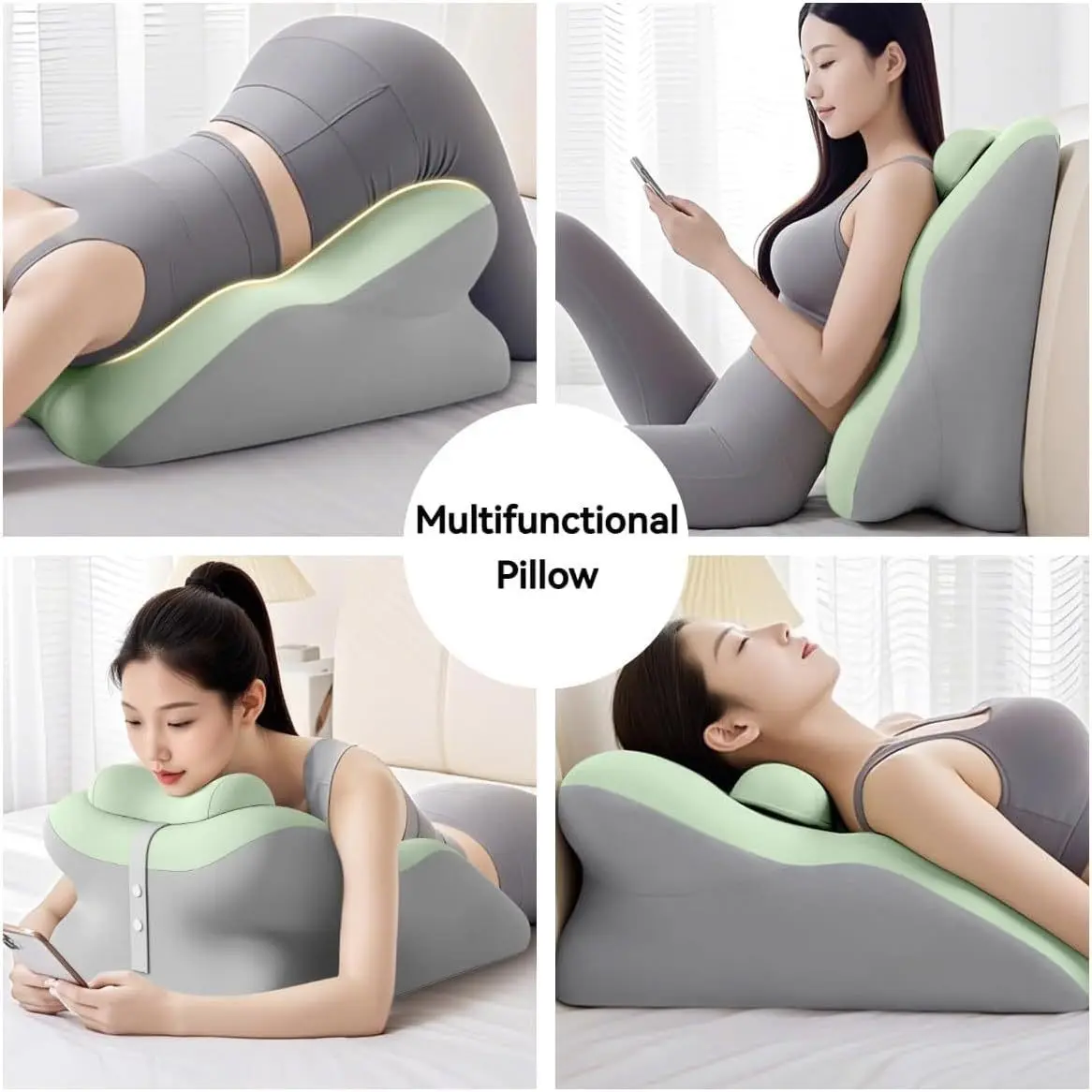 Massage Pillow for Prone Sleeping, Ergonomic Design, Smooth Fabric, Non-Slip Base, Ideal for Home and Hotel Use, Back Support Points