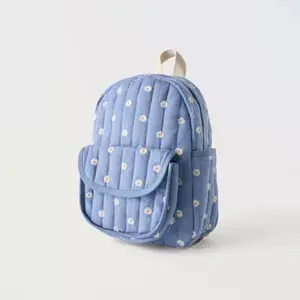 Cartoon Blue Daisy Children's Backpack Cute Embroidered Student School Bag Casual Girls Fashion Travel Backpack