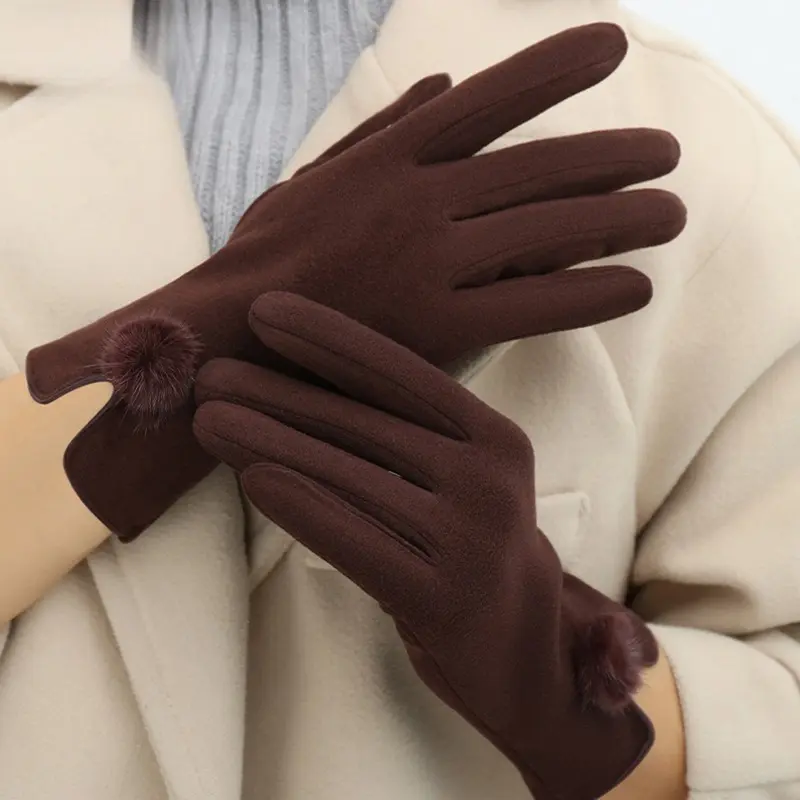 Women's Fleece-Lined Winter Thermal Mitts, Deerskin Touchscreen Safe Gloves, Thick Windproof Soft Cozy Grip for Skiing, Driving, Outdoor Sports & Outdoor Accessories