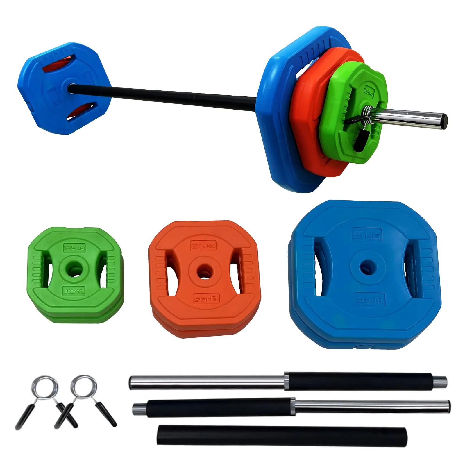 Barbell Weight Set for Lifting, Adjustable Barbell Set for Home Gym with 51 Inch Bar, Pu Coating Barbell Plates