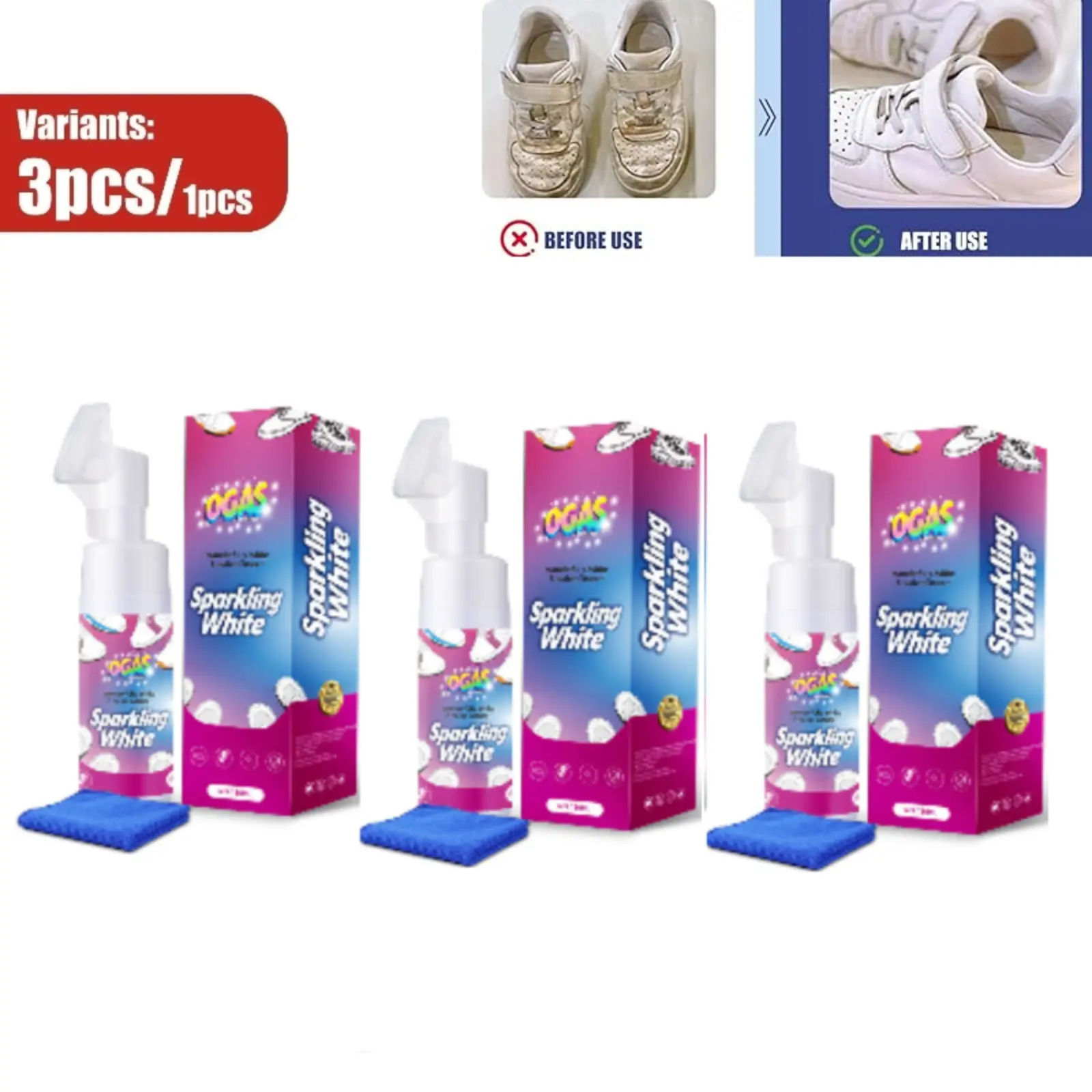 Shoe Cleaner, 150ml Water-free Foam Sneaker-Cleaner, White Sneaker Cleaner Kit for Removing Stains and Dirt, Shoe Cleaning Kit for WhiShoe Cleaner