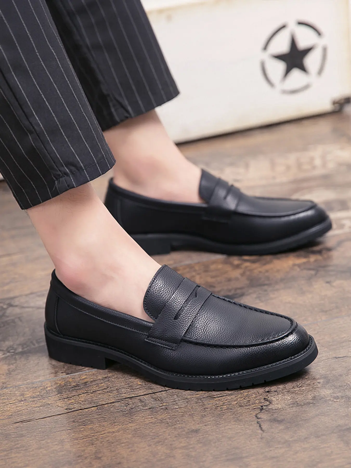 Men's Pointed Toe Formal Shoes, PU Leather, Rubber Sole, Slip-On, All Seasons, Business & Casual, Lightweight, Durable, Comfortable