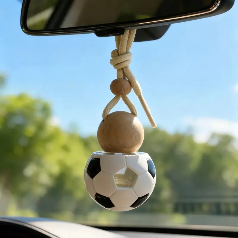Sports Theme Glass Car Air Freshener Diffuser Set (2 Counts, Reusable) - Vent Clips, Hanging Empty Bottles Included, DIY Oil Compatible Fragrance Odor Eliminator for Car and Home Use